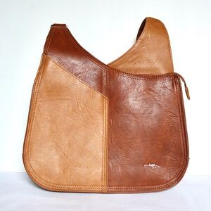 ESPE Deluxe Brown Tan Handbag Crossbody Shoulder Bag Purse Vegan